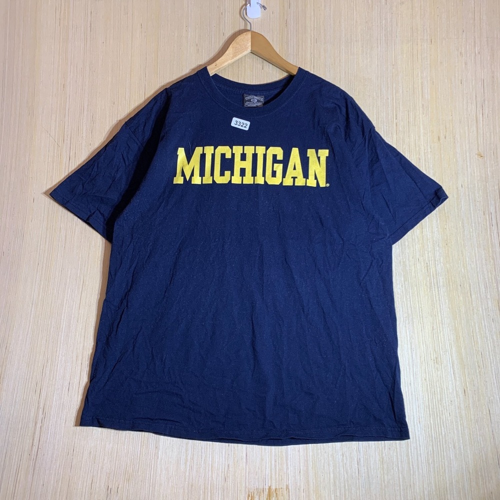 Vintage Michigan Wolverines Shirt Adult Extra Large Blue Short Sleeve Men's Y2K